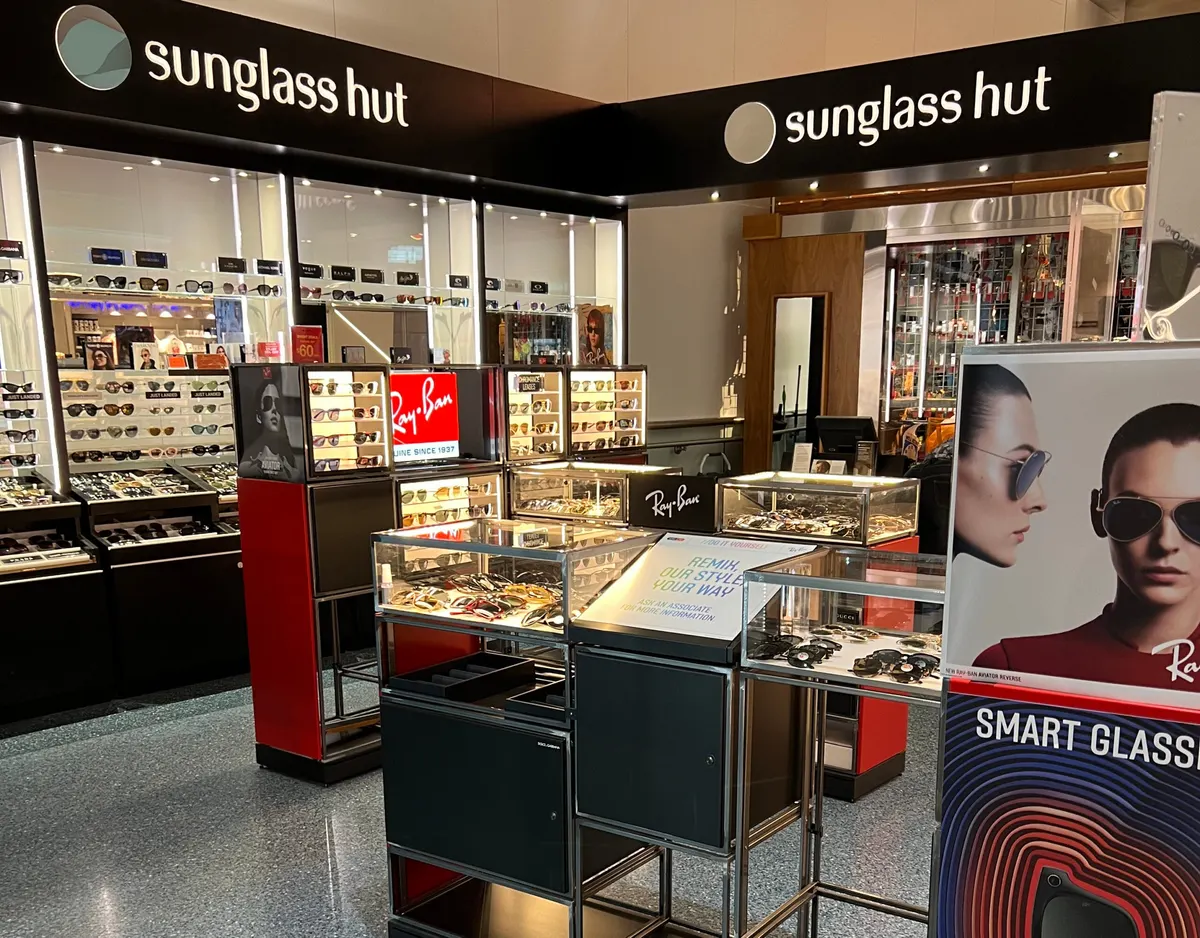 Completed Sunglass Hut retail interior at BWI Airport